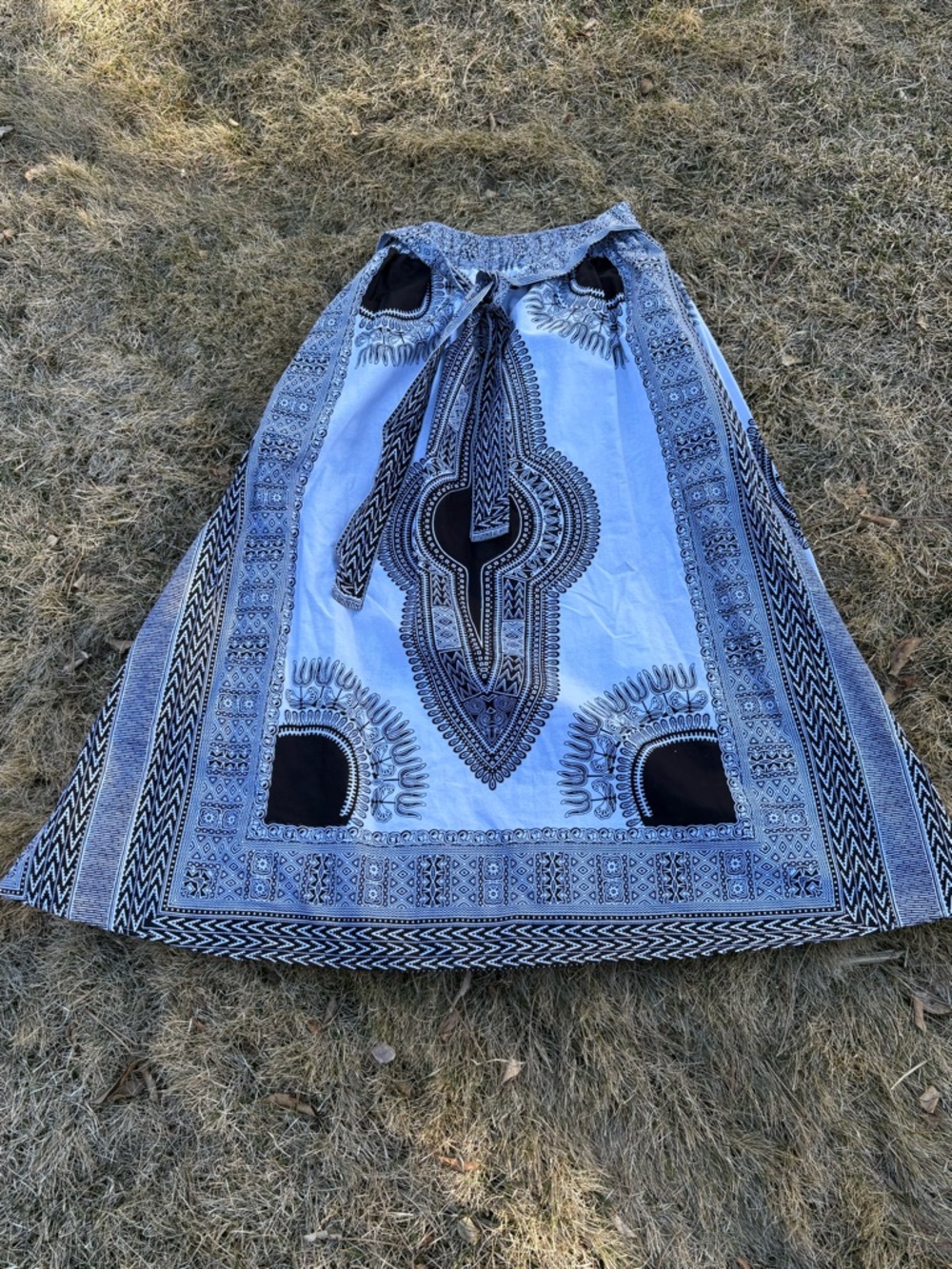 Look At Me African Black/White Maxi Skirt Cotton never worn womens One Size